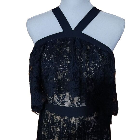 Lucy Paris Hailey Womens Black Halter Lace Lined Maxi Party Cocktail Dress Small - Picture 3 of 13
